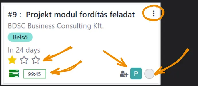 Feladat kanban nézete